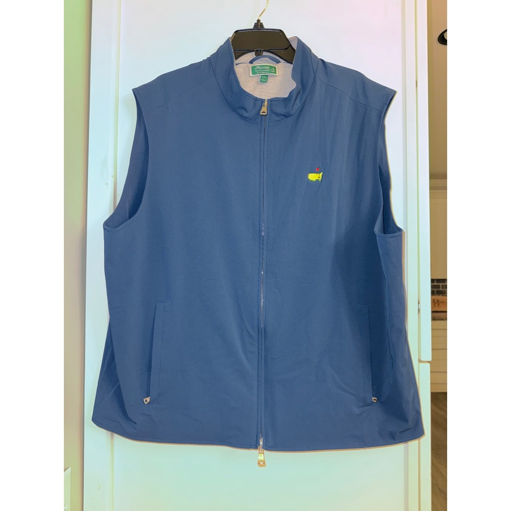 Masters Peter Millar Blue Full Zip Golf Vest XXL Augusta National Logo wool fill